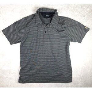 Under Armour Mens Black Olive Striped Performance Polo Golf Shirt Size Large